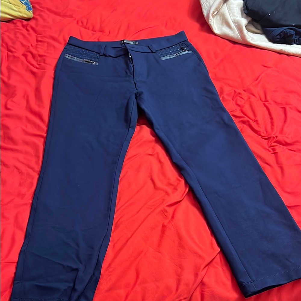 Elegant Blue Straight Leg Women's Pants